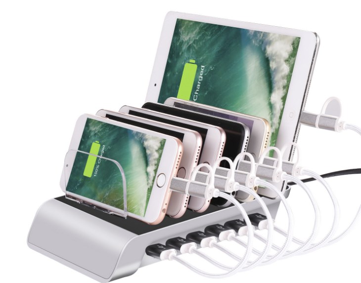 6 Port USB Charging Station Universal Desktop Tablet &amp; Smartphone Multi-Device Hub Charging Dock for iPhone, iPad, Galaxy, Tablets