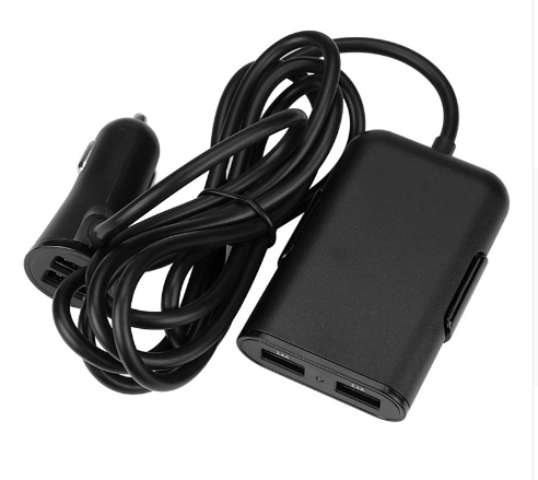 8W 4 Port USB Passenger Car Charger + Extending USB HUB Front And Backseat BK Futural Digital Drop